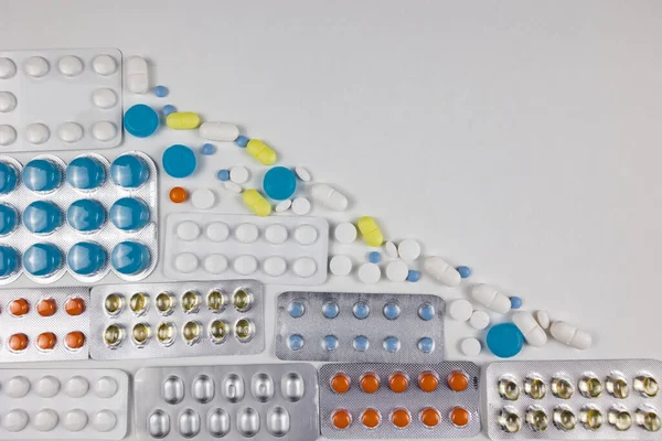 Metin Için Fotokopi Alanı Olan Plastik Kabarcıklarda Uyuşturucu Hap Ilaçlar — Stok fotoğraf