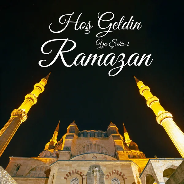 Ramadan Kareem Eller Hos Geldin Sehr Ramazan Turkiska Selmiye Moskén — Stockfoto