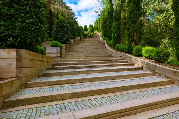Haciosman or Ataturk City Forest stairs. Public parks in Istanbul.