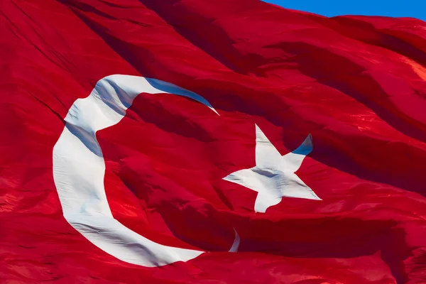 Bendera Turki Atau Turk Bayragi Mengayunkan Bendera Turki Dalam Tampilan — Stok Foto