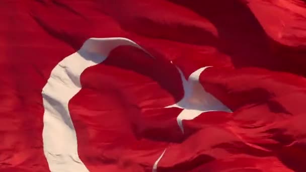 Flaga Turecka Lub Turk Bayragi Machający Wietrze Pełnym Widoku Ramki — Wideo stockowe
