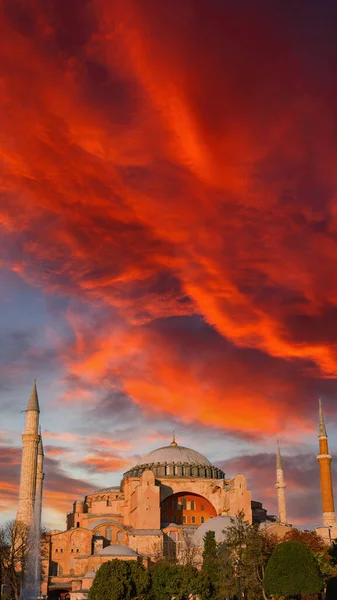 Аясофія Або Агія Софія Драматичними Хмарами Заході Сонця Ісламський Або — стокове фото