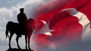 19 Mayis Ataturku Anma, Genclik ve Spor Bayrami veya 19 Mayıs Atatürk, Gençlik ve Spor Günü arkaplan videosu. Türk Bayrağı ve Atatürk Anıtı.