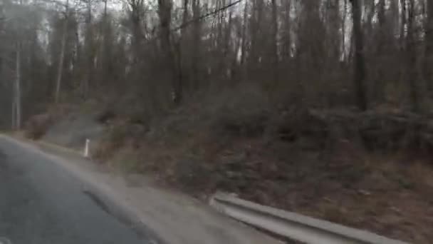 Conducir Por Carretera Campo Invierno Con Tiempo Lluvioso Video Pov — Vídeos de Stock