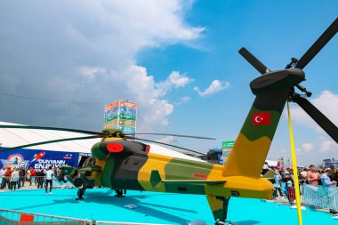 T129 Atak savaş helikopteri Teknofest 2023 'te. İstanbul Türkiye - 5.1.2023