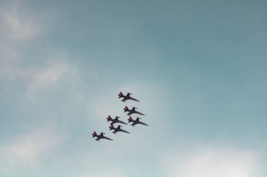 Teknofest 2023 'teki Türk Yıldızları, nam-ı diğer Yıldizileri akrobatik gösteri ekibi. İstanbul Türkiye - 5.1.2023