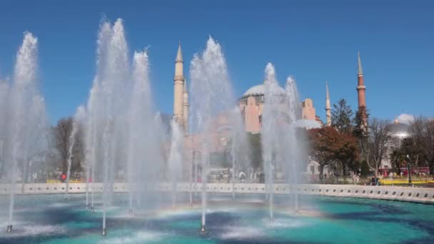 Istanbul Videó Szökőkút Hagia Sophia Sultanahmet Parkból Isztambul Turkiye 2023 — Stock videók