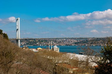 Boğaz Köprüsü ve Ortakoy Camii. İstanbul 'daki arka plan fotoğrafına git.