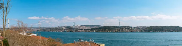 伊斯坦布尔全景 从Besiktas看伊斯坦布尔全景全景 Bosphorus桥和带有Camlica山的Uskudar区 — 图库照片
