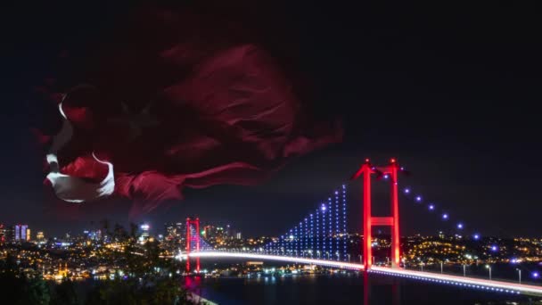 Temmuz Eller Juli Konceptet Video Viftar Med Turkisk Flagga Och — Stockvideo