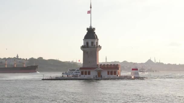 Istanbul Bilder Jungfrutornet Eller Kiz Kulesi Vid Solnedgången Besök Istanbul — Stockvideo