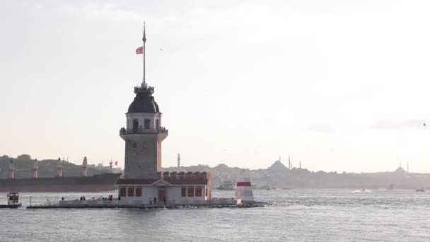Besök Istanbul Koncept Video Kiz Kulesi Aka Maidens Tower Vid — Stockvideo