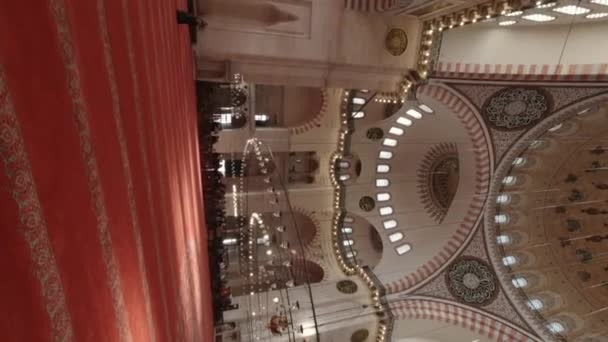 Bezoek Istanbul Concept Verticale Video Interieur Uitzicht Van Suleymaniye Moskee — Stockvideo