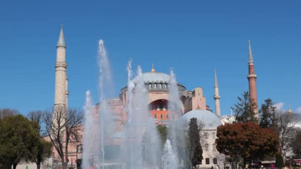 Navštivte Istanbulské Koncepční Video Fontána Hagia Sophia Pozadí Istanbul Turkiye — Stock video