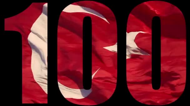 100 Річчя Республіки Туркменістан Концептуальне Фонове Відео Прапор Туреччини Тексті — стокове відео