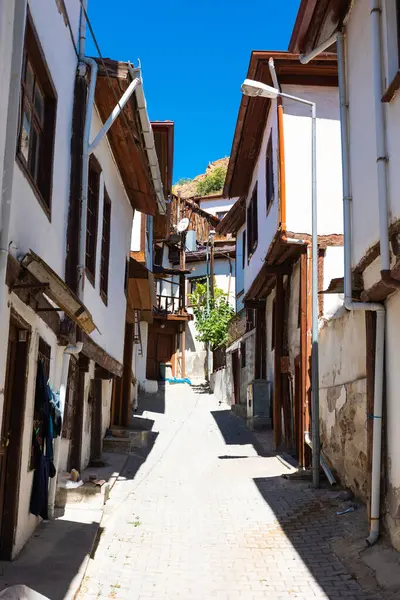 Uma Rua Com Casas Tradicionais Beypazari Ankara Viajar Para Ancara — Fotografia de Stock