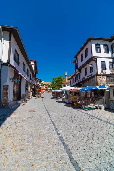 Vista Rua Distrito Beypazari Ancara Edifícios Históricos Lojas Ancara Turkiye — Fotografia de Stock