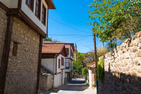 Eine Straße Beypazari Viertel Von Ankara Traditionelle Häuser Und Moschee — Stockfoto