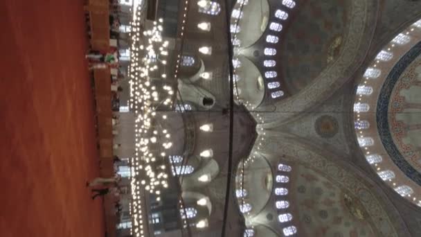 Sultanahmet Oder Sultan Ahmed Oder Blaue Moschee Innenansicht Vertikale Aufnahmen — Stockvideo
