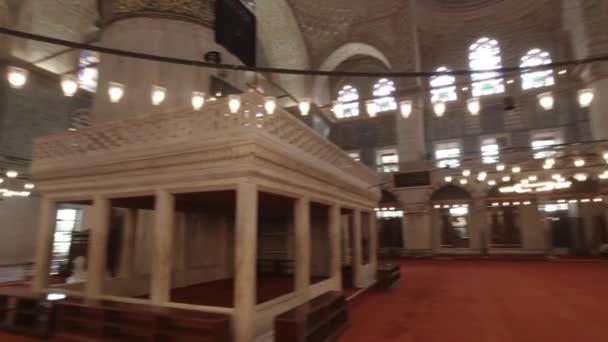 Interiér Sultanahmet Nebo Modrá Mešita Istanbulu Istanbul Turkiye 2023 — Stock video