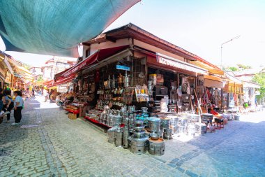 Ankara 'nın Beypazari ilçesinin alışveriş ve pazarları. Ankara Türkiye - 8.5.2023