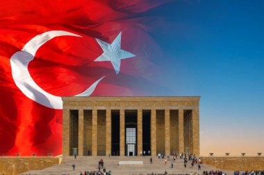 Anitkabir ve Türk Bayrağı 'nın metin için yeri var. 10 Kasım ya da 10 Kasım Atatürk konsept imajının anma günü.