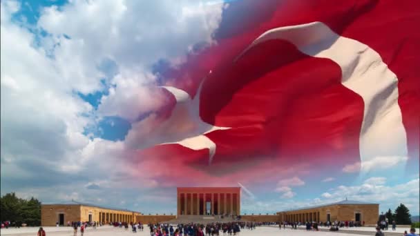 Anirkabir Mávání Tureckou Vlajkou Kasim Nebo Listopad Památný Den Ataturk — Stock video