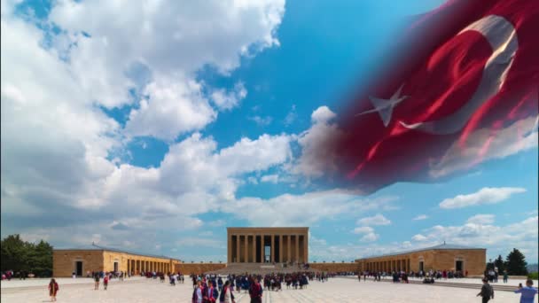 Anitkabir Och Turkisk Flagg Nationella Helgdagar Turkiye Koncept Video Kasim — Stockvideo