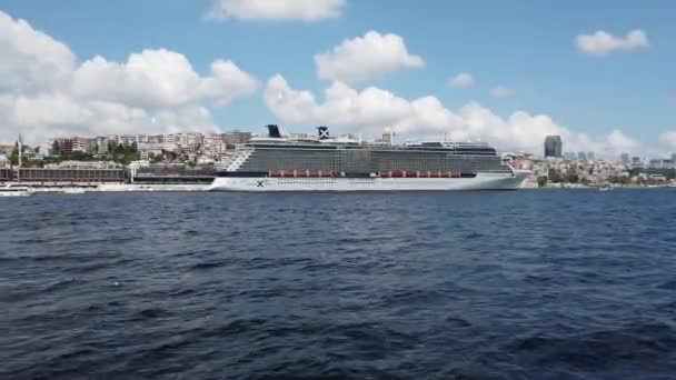Visitez Istanbul Vidéo Fond Bateau Croisière Amarré Port Galataport Istanbul — Video