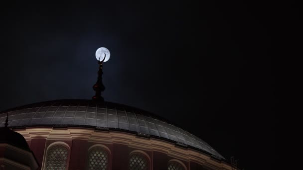 Ισλαμική Ramadan Φόντο Βίντεο Θόλος Τζαμιού Και Πανσέληνος Laylat Qadr — Αρχείο Βίντεο