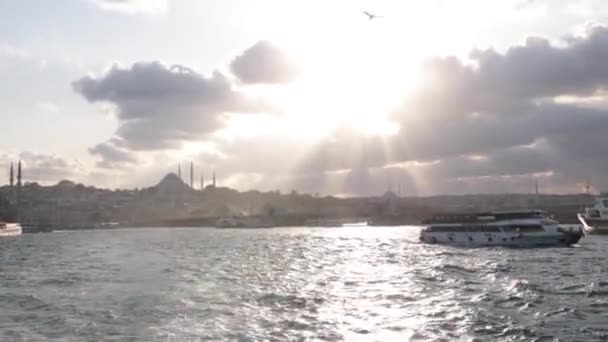 Besök Istanbul Konceptvideo Med Dramatiska Moln Vid Solnedgången Istanbul Turkiye — Stockvideo