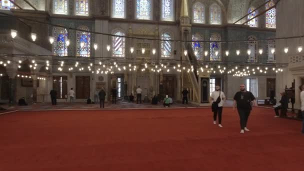 Pov Sultanahmet Mesquita Azul Interior Vídeo Istambul Turkiye 2023 — Vídeo de Stock