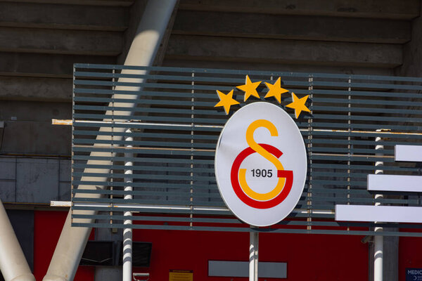 Galatasaray team's logo on the stadium walls. Istanbul Turkiye - 10.28.2023