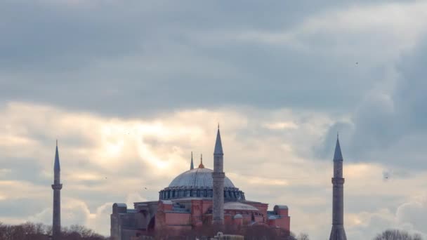 Ayasofya Nebo Hagia Sophia Čas Vypršel Záběry Pohybem Mraků Ramadán — Stock video