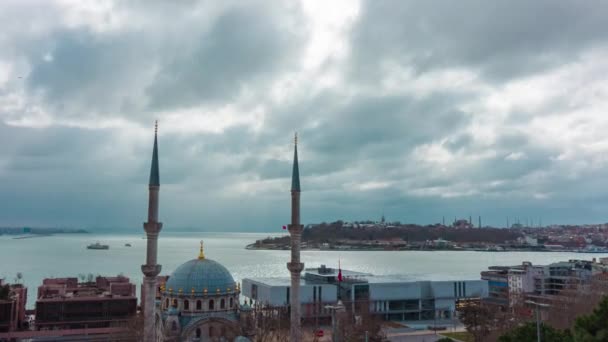 Nagranie Istanbulu Ruchu Chmur Dzielnicy Cihangir Podróż Stambułu Koncepcja Wideo — Wideo stockowe