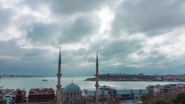 Istanbul Timelapse Video Från Cihangir Distriktet Nusretiye Moskén Och Historiska — Stockvideo