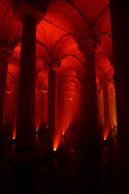 Bazilika Sarnıç görünümü. İstanbul 'da Yerebatan Sarnici. İstanbul Türkiye - 8.3.2022