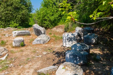 Çanakkale 'deki Truva Antik Kenti' nin kalıntıları. Türkiye konsept arkaplan fotoğrafını ziyaret et.
