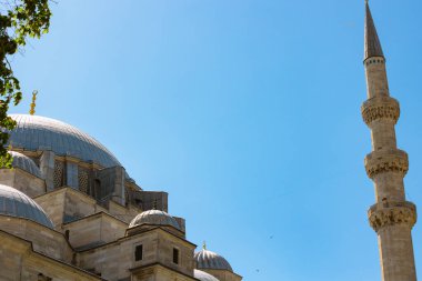 Süleyman Camii 'nin mimari detayları. Osmanlı mimari arka plan fotoğrafı.