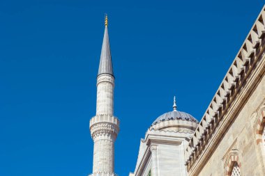 Sultanahmet 'in ya da Mavi Cami' nin mimari detayları. Osmanlı mimari arka plan fotoğrafı.