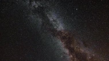 Samanyolu ve perseid meteor yağmuru zamanı videosu. Geceleri gökyüzünde uydular ve uçaklar.