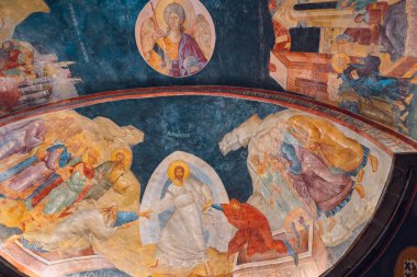 Chora Kilisesi 'nin ya da Kariye Camii' nin parşömenindeki Anastasis Fresco. İstanbul Türkiye - 8.17.2024