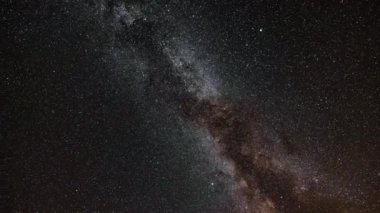 Samanyolu ve yıldızlı gece saatleri. Perseid meteor yağmuru ve uçaklarla 4k video..