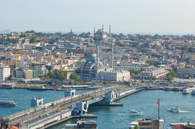 Istanbul view from Galata Tower. Eminonu district and Galata Bridge view at daytime. Istanbul Turkey - 7.9.2024 clipart