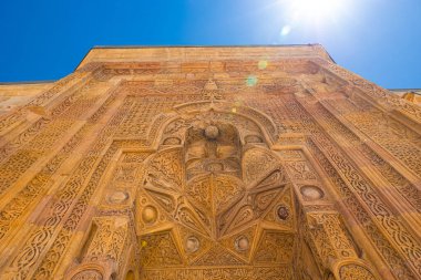 Divrigi Ulucamii olarak da bilinen Büyük Cami 'nin kapısının taş süslemeleri. Sivas Türkiye - 6.26.2024