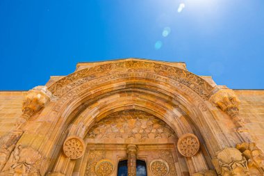 Carved stone decorations of the gate of Great Mosque of Divrigi aka Divrigi Ulucamii in Sivas Turkey.