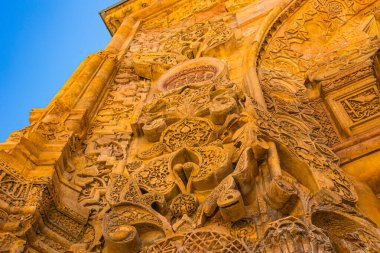 Divrigi Ulu Camii or Great mosque of Divrigi's carved stone decorations on the gate.