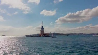 Kiz Kulesi nam-ı diğer Bakire 'nin Kulesi zaman ayarlı videosu. İstanbul 'un 4k konseptini ziyaret edin.