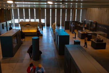 Truva Müzesi 'nin iç manzarası. Çanakkale Türkiye - 4.13.2024