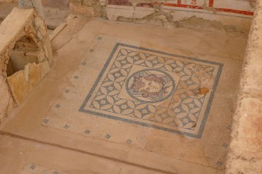 İzmir 'in Selcuk ilçesindeki Efes Teras Evleri' nin önündeki mozaikler. İzmir Türkiye - 2.1.2025